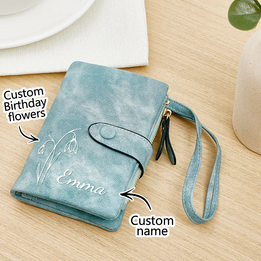 gifts for wife Forever Together - Unique Memento - Name Birth Flower Wallet Card Holder Birthday Gift for her - gifts for wif