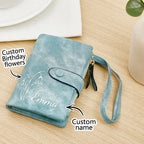 gifts for wife Forever Together - Unique Memento - Name Birth Flower Wallet Card Holder Birthday Gift for her - gifts for wif