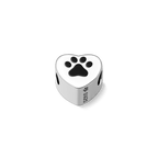 Paw Print Custom Heart Photo Charm Bead Pendant Silver