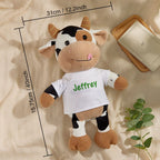 Personalized Cow Plush Stuffed Toy with Custom Text Gift for Baby Shower
