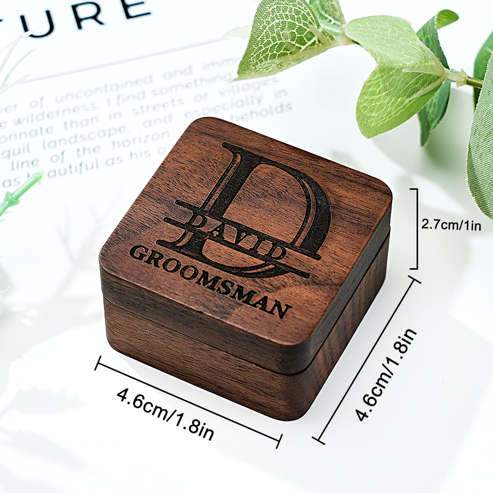 Personalized Engraved Cufflinks Set with Wooden Box Wedding Gift for Men Groomsmen