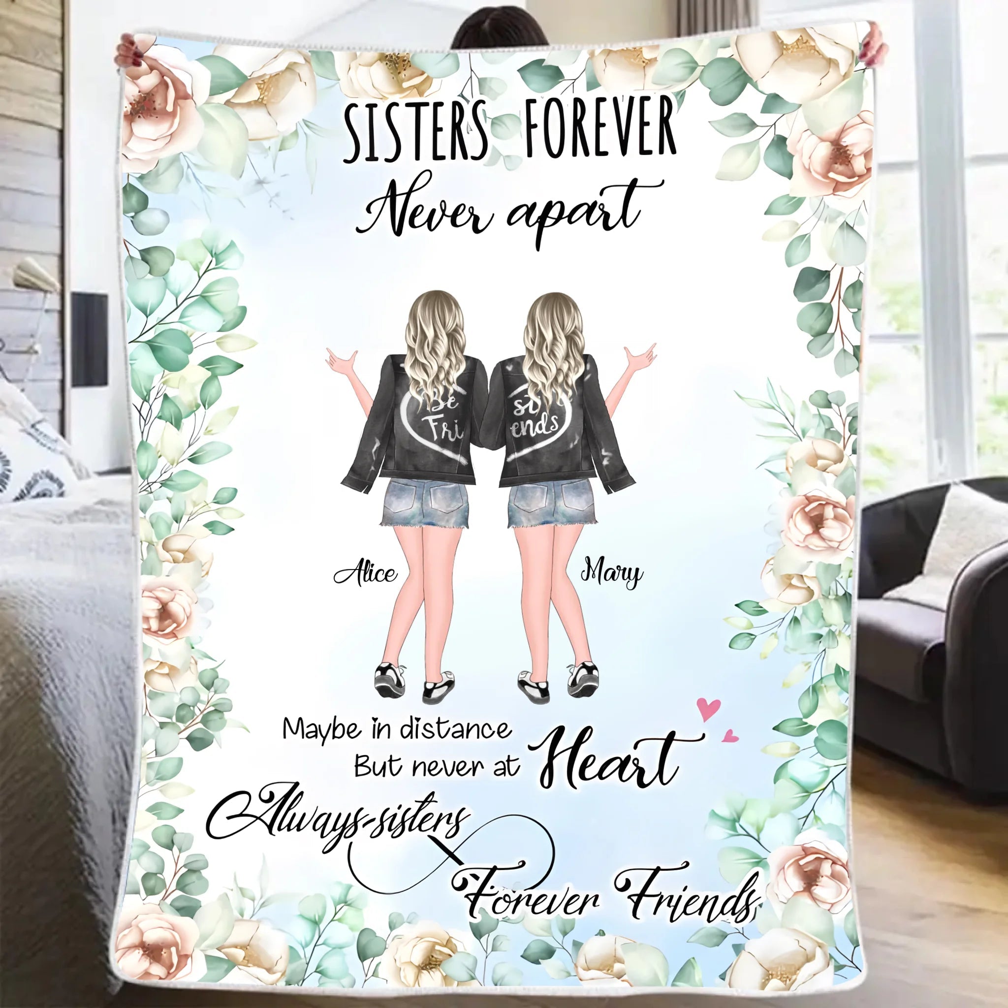 flannel blanket personalized design gift for sister