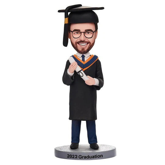 custom bobble head bring joy desk personalized bobblehead graduate graduation man bobbleheads front view