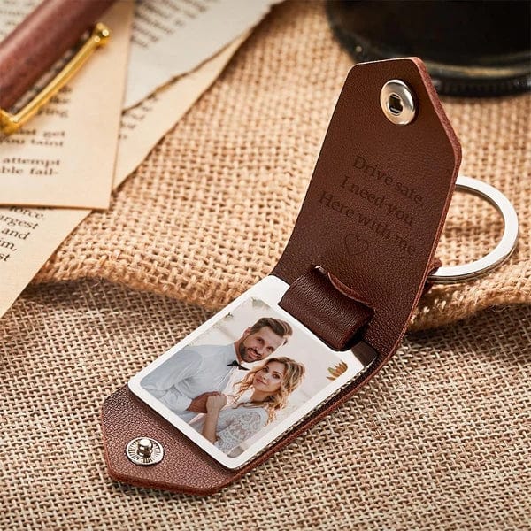 Custom Leather Keychain Personalized Engrave Keychain Anniversary Gift For Couple Birthday Gift
