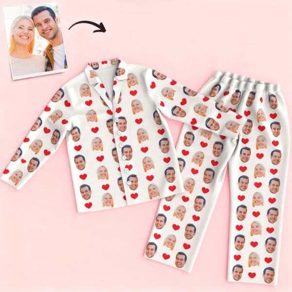 Custom Unisex Long Sleeve Pajamas with Faces