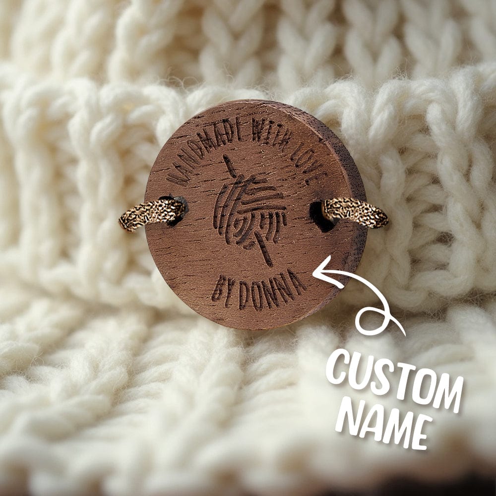 Personalized Handmade with Love Wooden Buttons Set of 15 Clothing Labels Gifts for Mother Grandma Knitting Crocheting Lovers