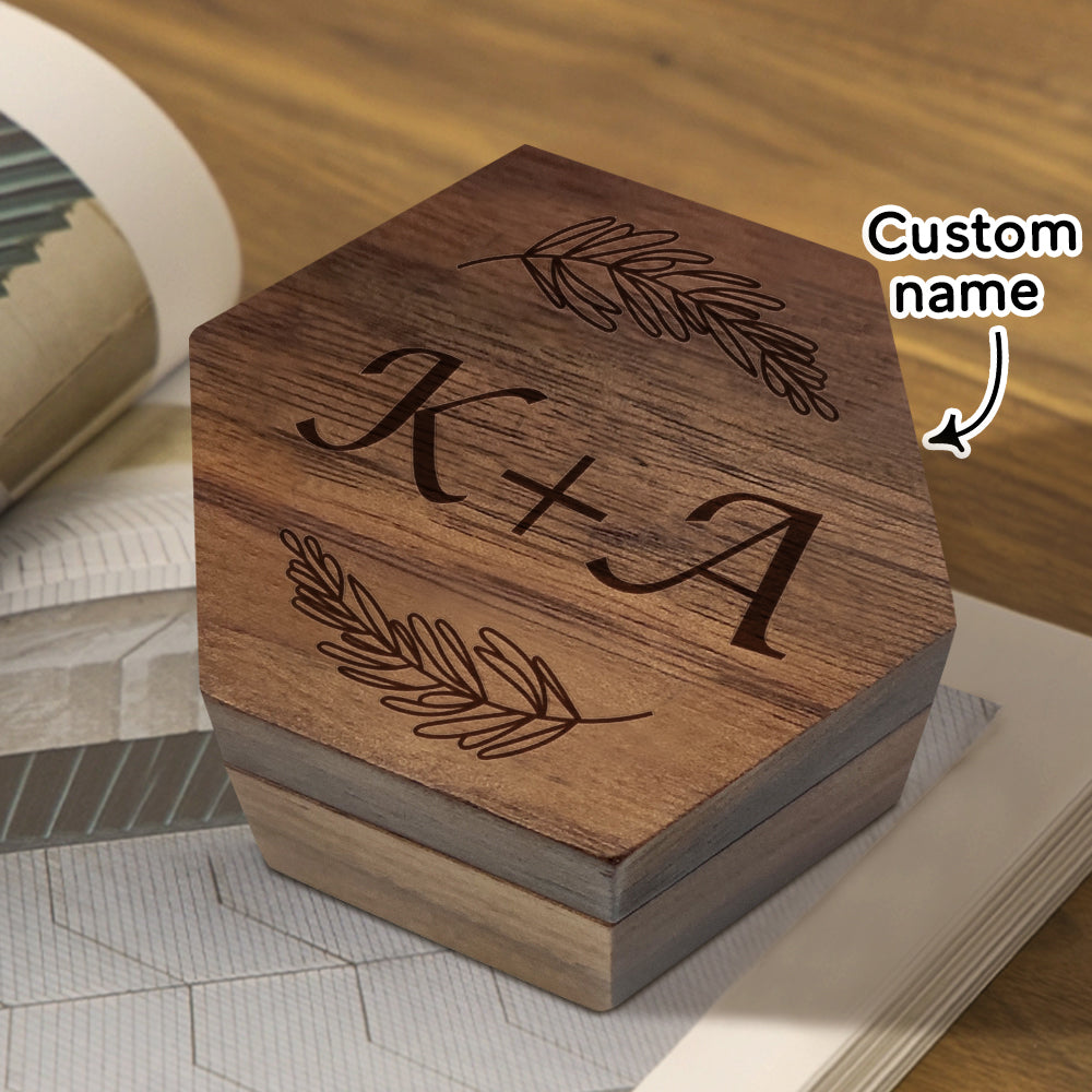quality six styles customized hexagon wooden jewelry box wedding front view