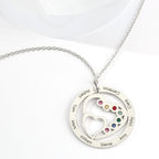 Round and Heart Engraved Necklace with Custom Birthstones