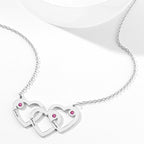 S925 Silver Custom Triple Heart Engraved Name Necklace With Three Birthstones