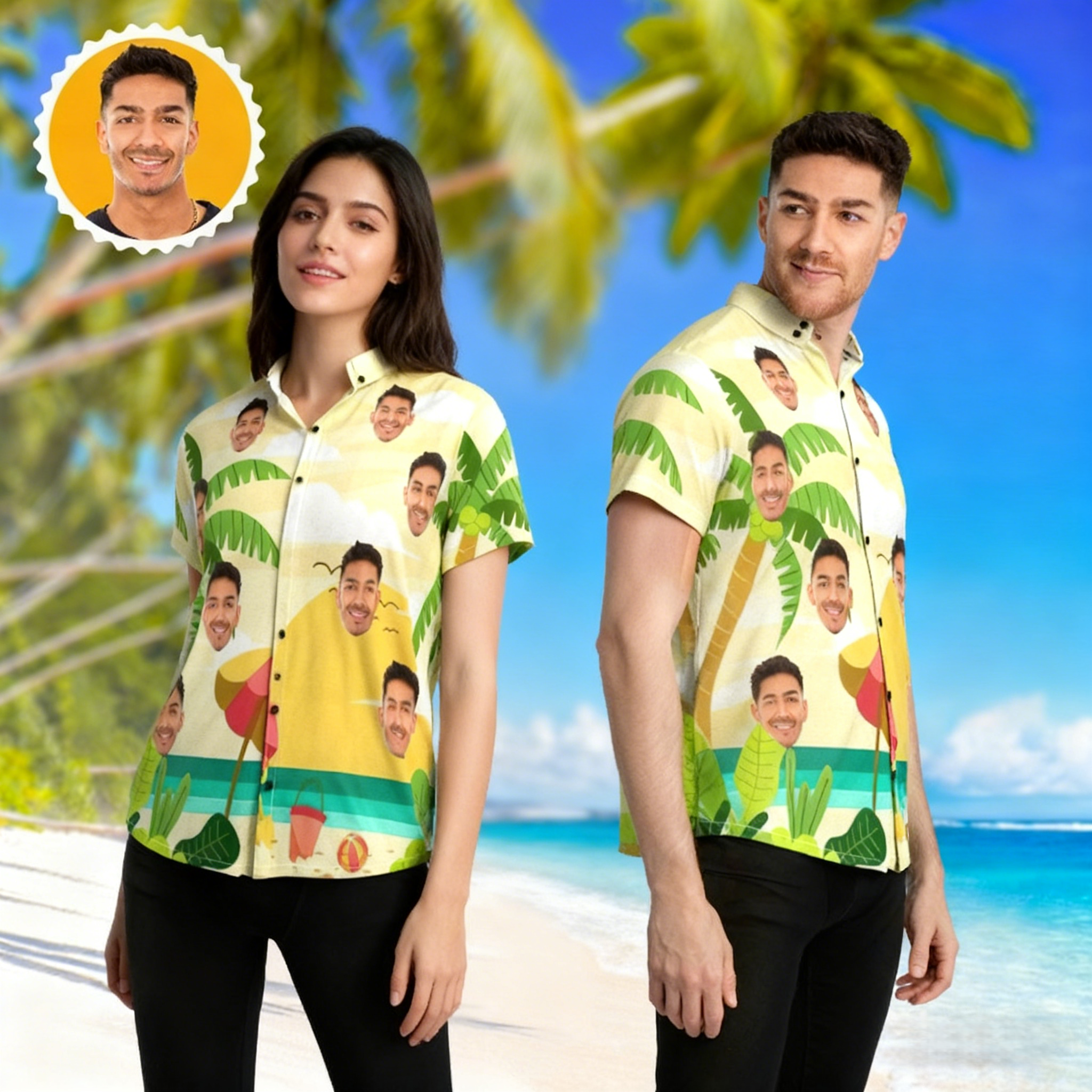 Custom Hawaiian Shirts Holiday Beach Party Shirt With Face