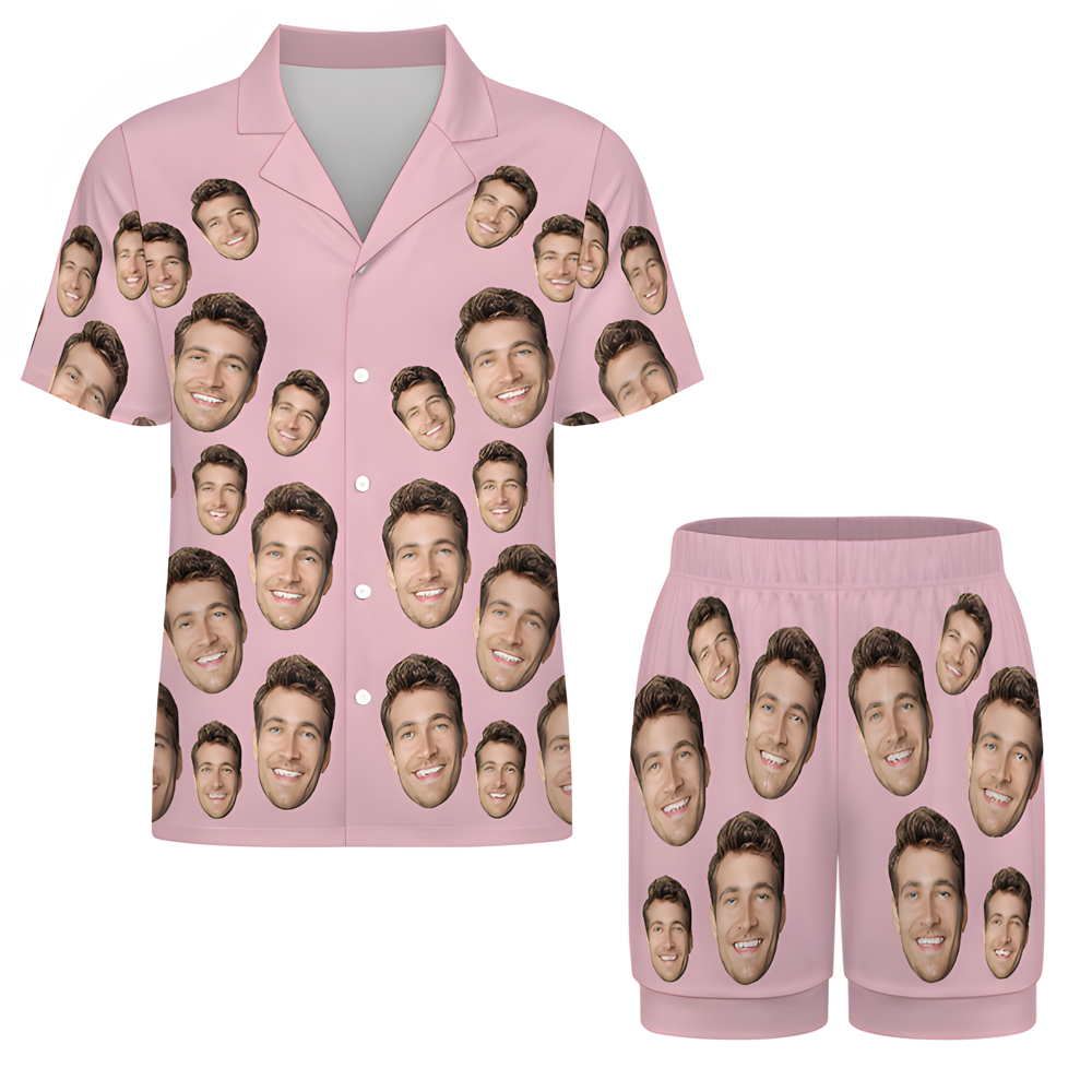 Custom Face Short Sleeve Pajama Valentine's Day Gift for Lover