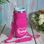 Personalized Water Bottle Carrier Bag for 40oz Stanley Tumbler with Straw Topper Pouch Gift for Her