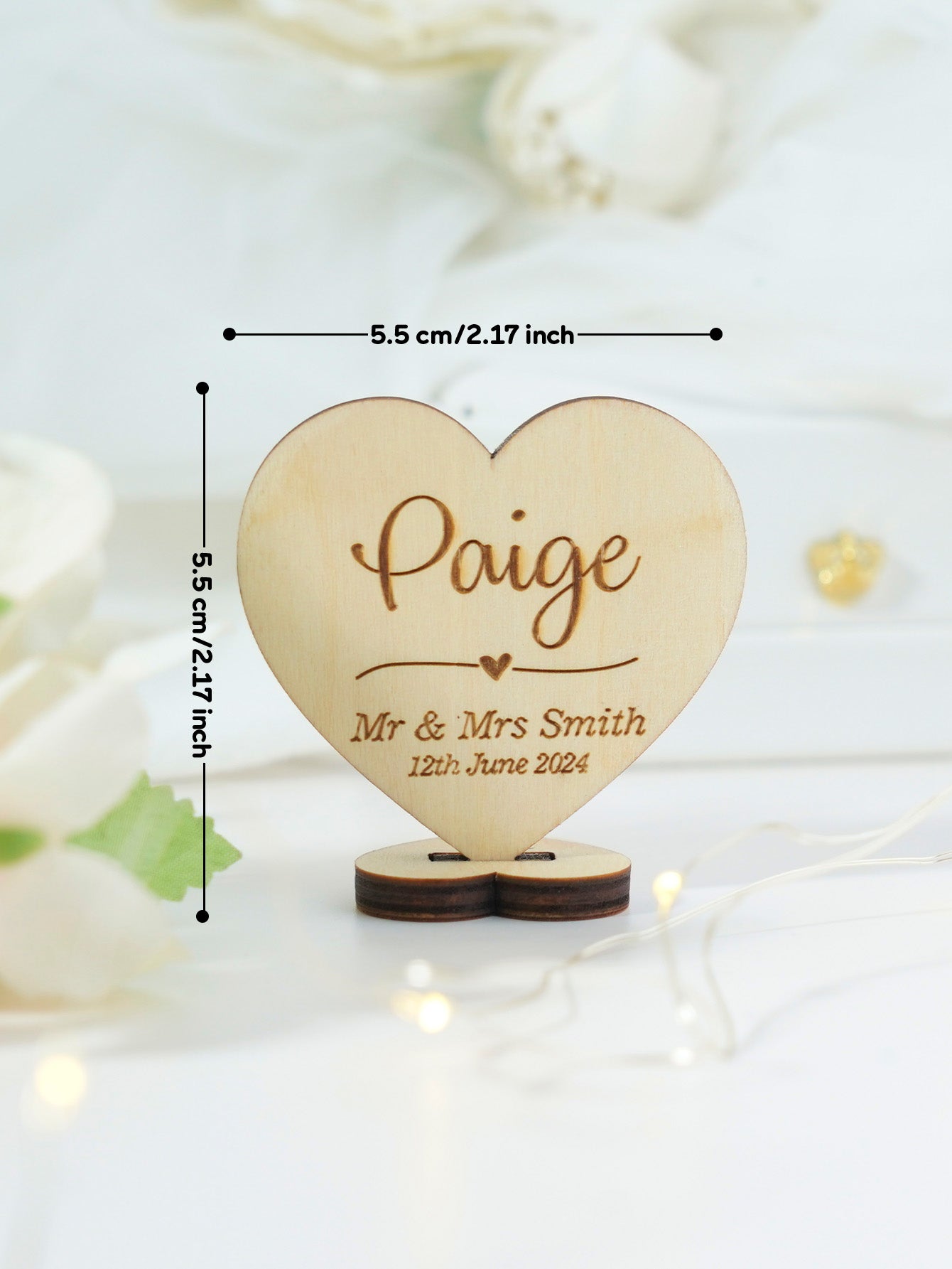 quality wooden wedding placenames place cards wedding table decorations front view
