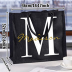 Personalized Black Canvas Bag with Name and Initial Birthday Wedding Party Gift for Women