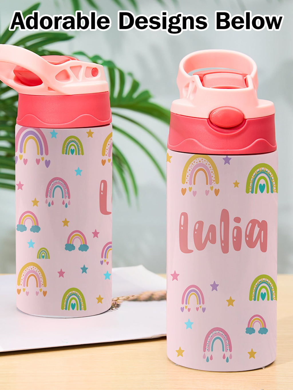 Custom Name Rainbow Stainless Steel Water Cup Children's Day Gift for Kids