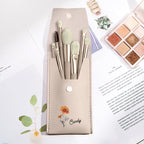 Custom Engraved Birth Flower Makeup Brush Set Wedding Gift