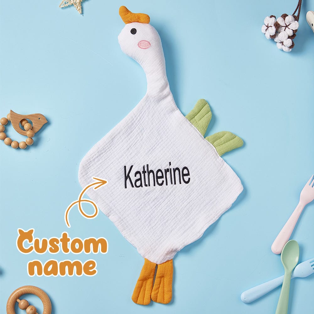 Personalized Baby Soothing Towel Soft Sleeping Swan Towel with Embroidered Name Gift for Baby