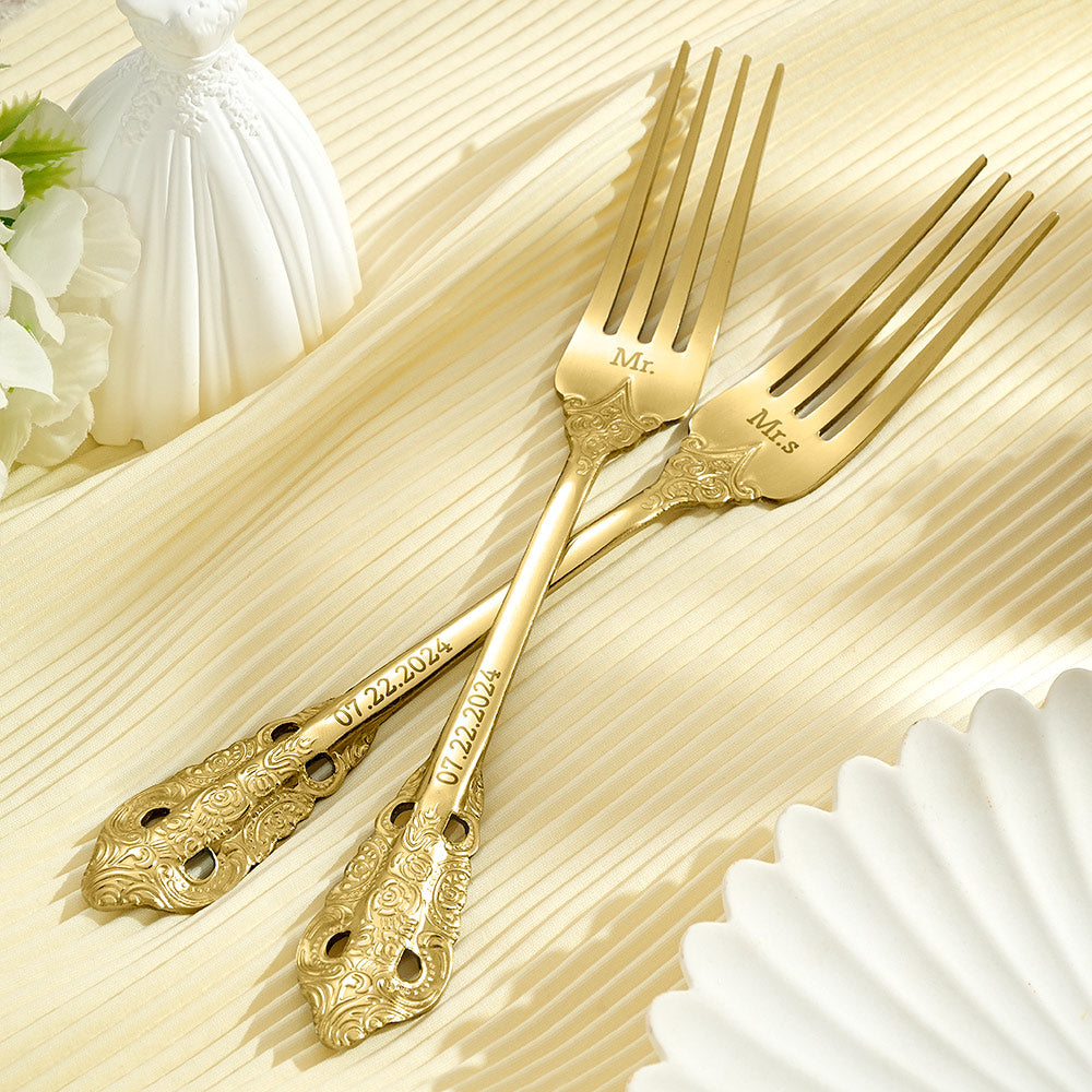 forever together personalized stainless steel engraved fork set for dining room decor