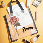 Personalized Waterproof Clear Tote Bag with Birth Flower Tote Bag Birthday Gift for Her