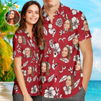 Custom Hawaiian Shirts Red Flowers Online Preview Personalized Aloha Beach Shirt For Men