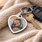 Custom Heart Shaped Photo Keychain Stainless Steel for Lover