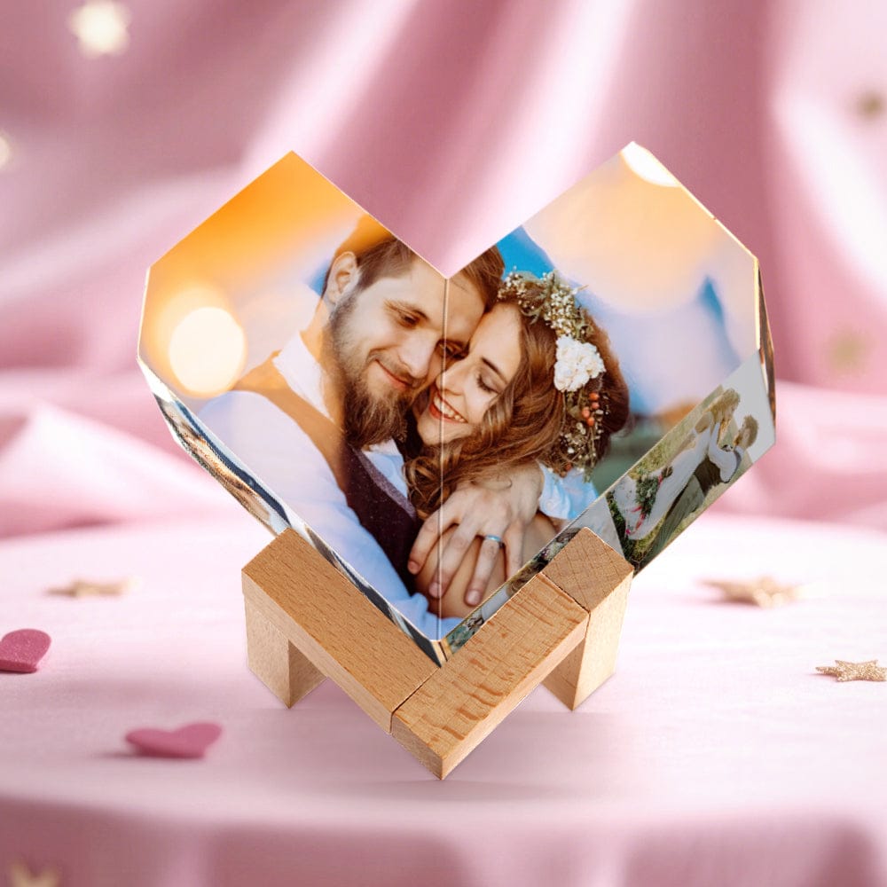 Custom Photo Cube Infinity Folding Multiphoto Cube with Wooden Base Father's Day Gifts