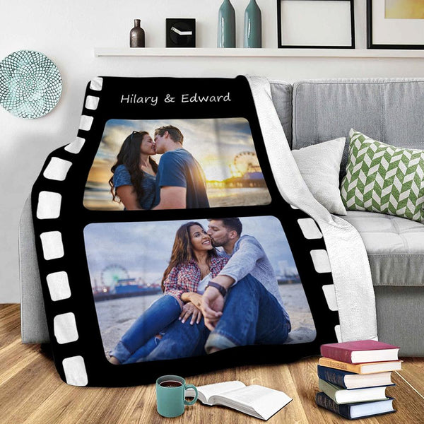 Custom Photo Fleece Flannel Blanket with Text