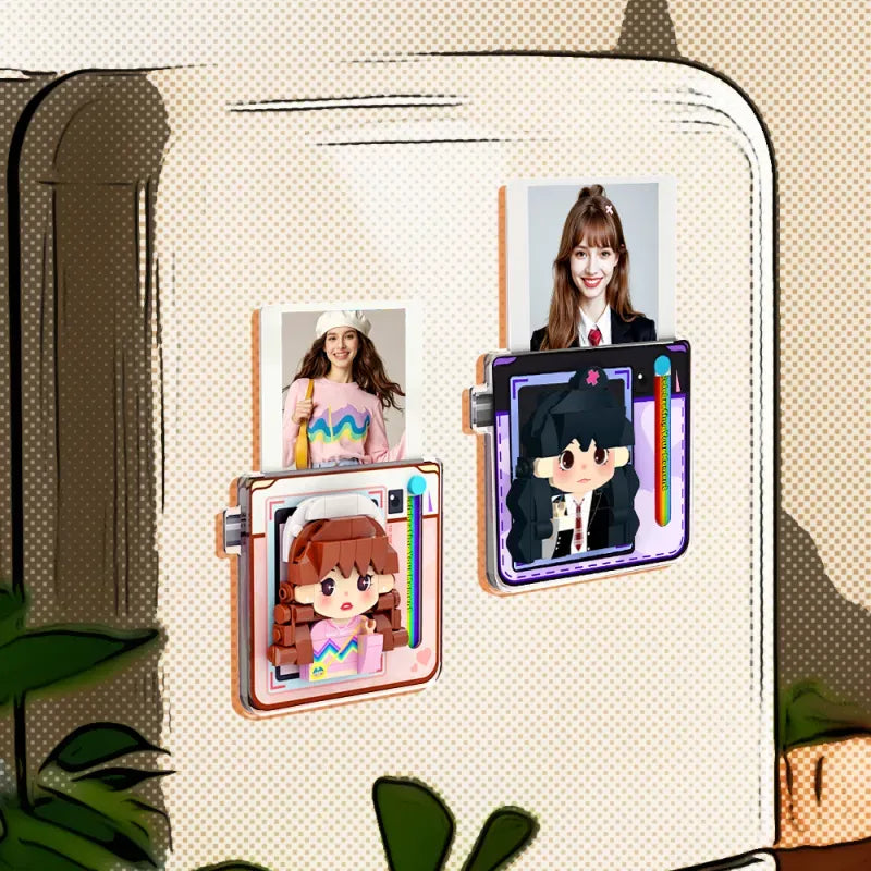 Personalized Brick Figure Fridge Magnets Pink Photo Stickers DIY Gift Fridge Magnets Gifts For Girlfriend Boyfriend Valentines Day