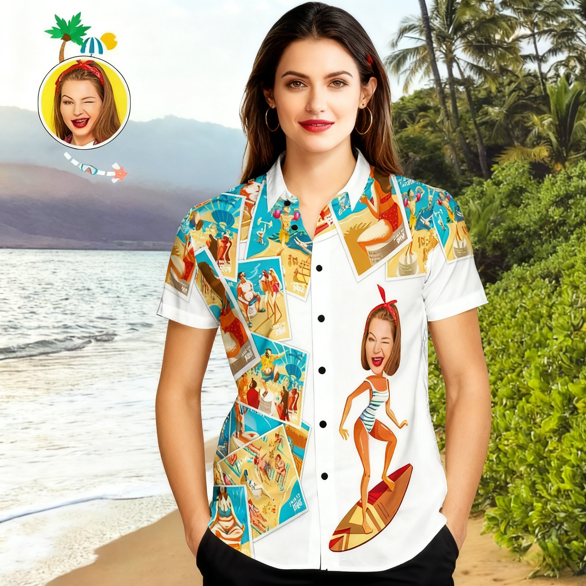 Custom Face Beach Shirt Men’s Hawaiian Shirts Joining Together Photos