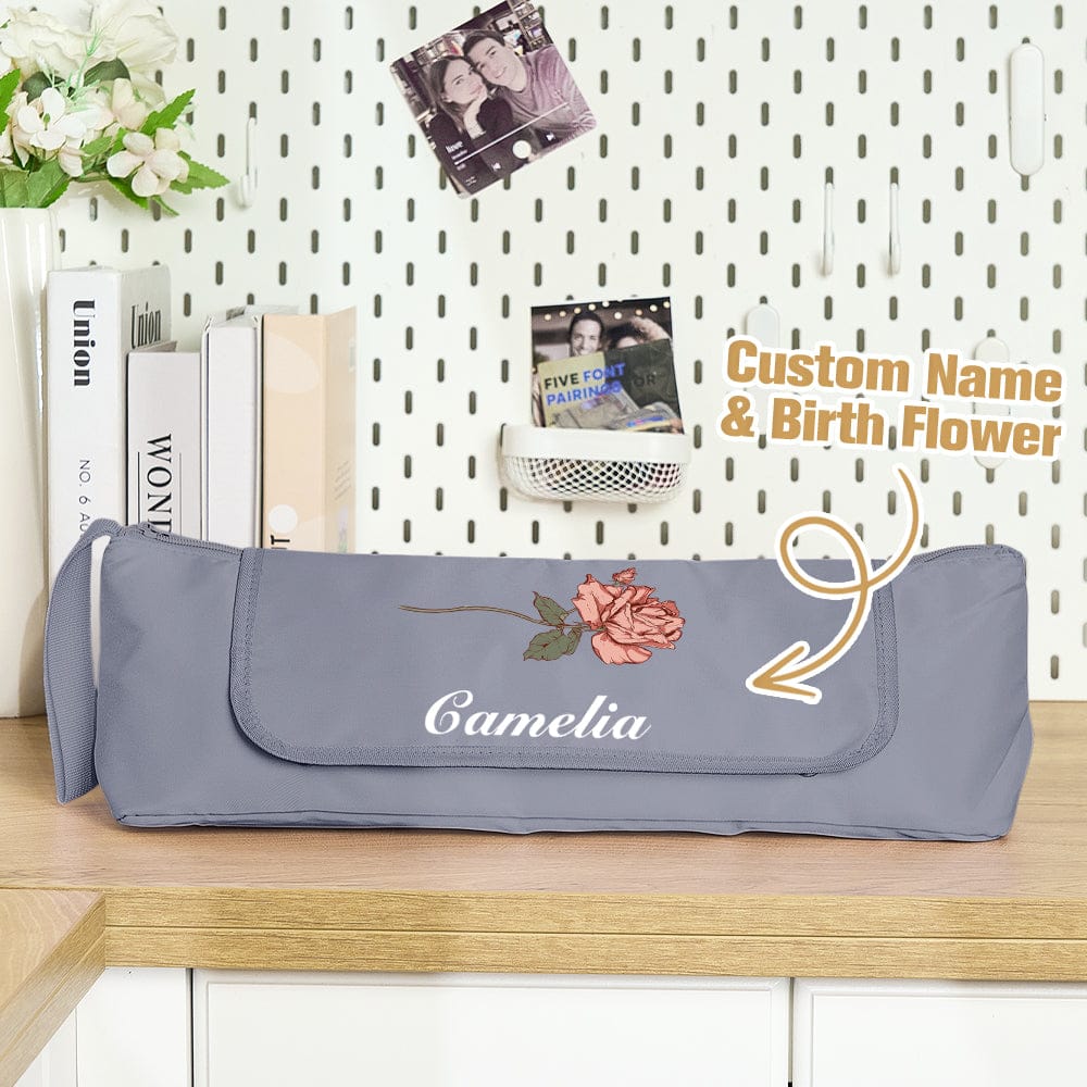 Personalized Birth Flower Heating Rod Storage Bag Waterproof Hairdressing Tool Kit Travel Accessories Gift for Her
