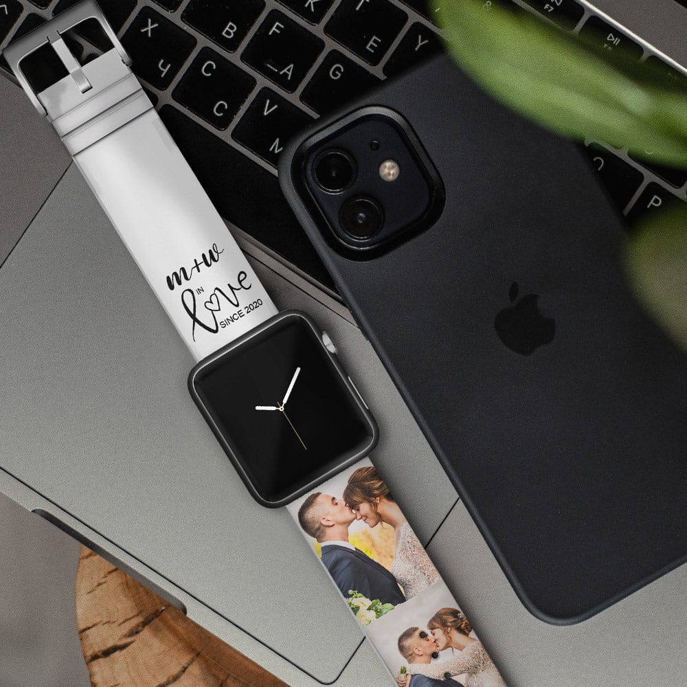 Custom Collage Photo Apple Watch Bands Silicone Wristband Strap For Anniversary Gift