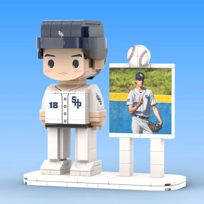 Full Body Customized 1 Person Brick Figures with Photo Baseball Theme Gift Birthday Gift Valentines Gift Father's Day Gift for Ballplayer