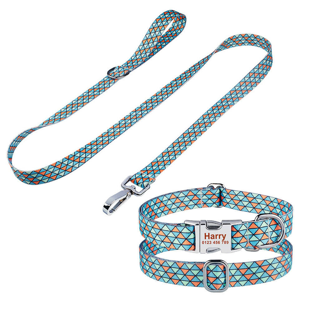 Custom Dog Collar Leash Set with Engraved