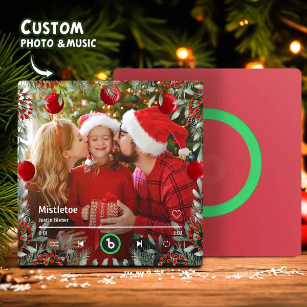 FridgeBeats Frameless Personalized Family Photo Music Fridge Magnet Christmas Gifts for Family Custom Music Magnets Can Play Songs