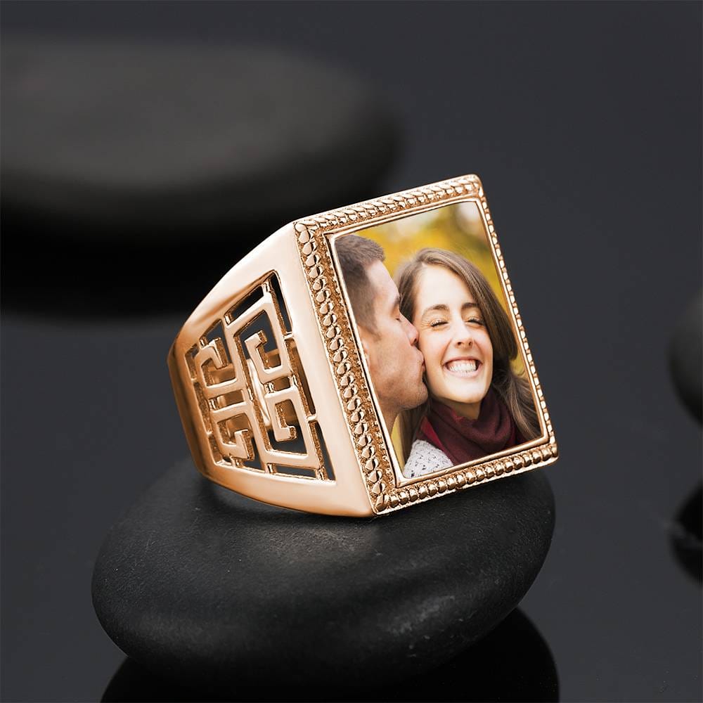 Mother's Gift Custom Vintage Square Photo Ring
