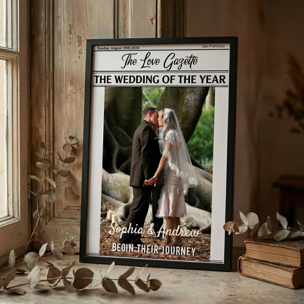 Personalized Wedding Times Photo Poster Couple Wall Decor 1st Year Anniversary Gift