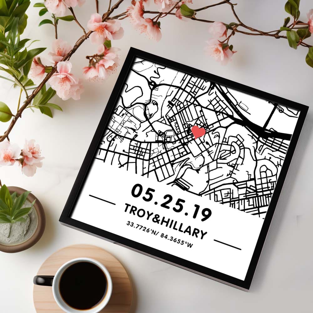 Hand Drawn Street Map Plaque with Personalized Framed Location Art