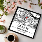 Hand Drawn Street Map Plaque with Personalized Framed Location Art