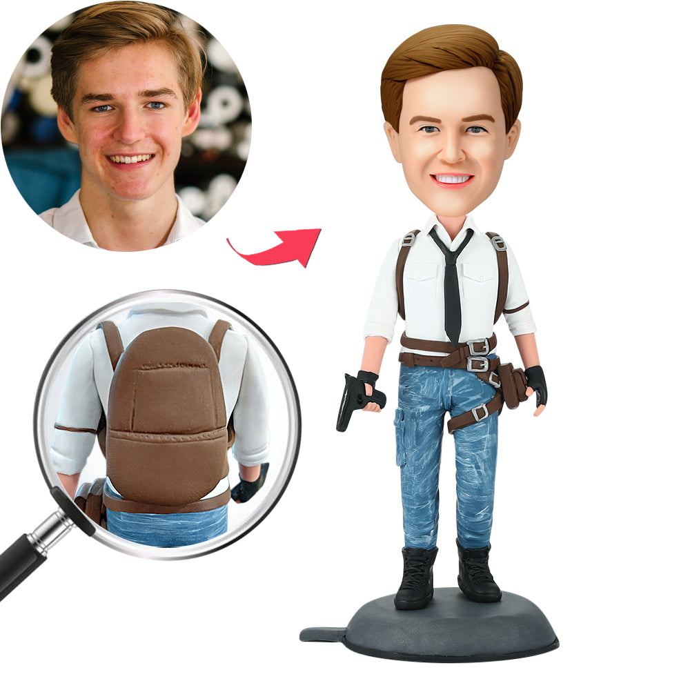 custom bobble head bring joy desk personalized mini figure character pubg male front view