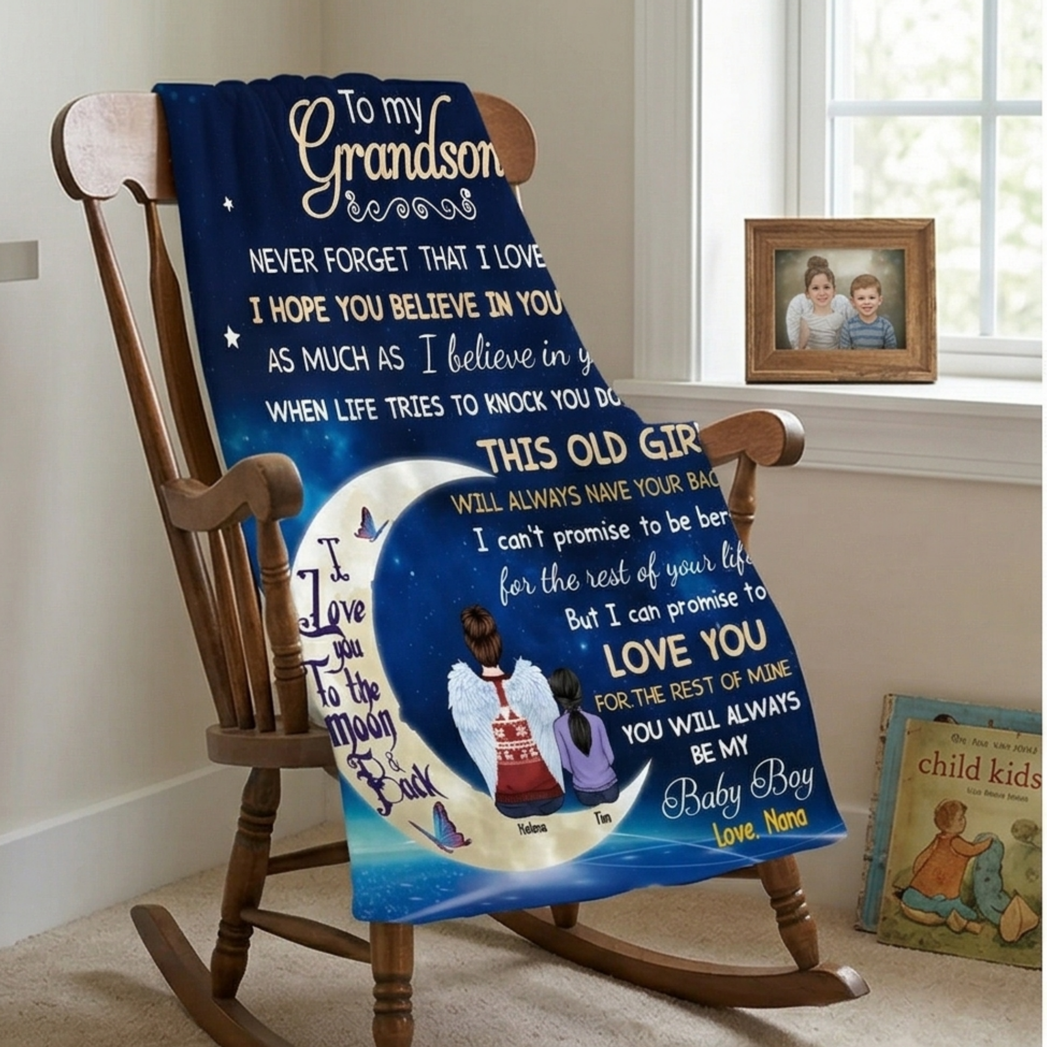 blanket personalized photo with custom text cozy comfort throw bedroom reflection