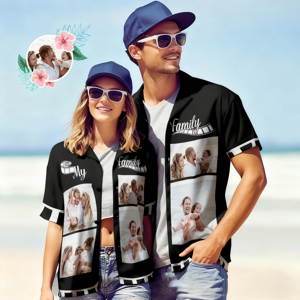Custom Photo Hawaiian Shirt Personalised Hawaiian Shirt Gift for Woman - Happy Family