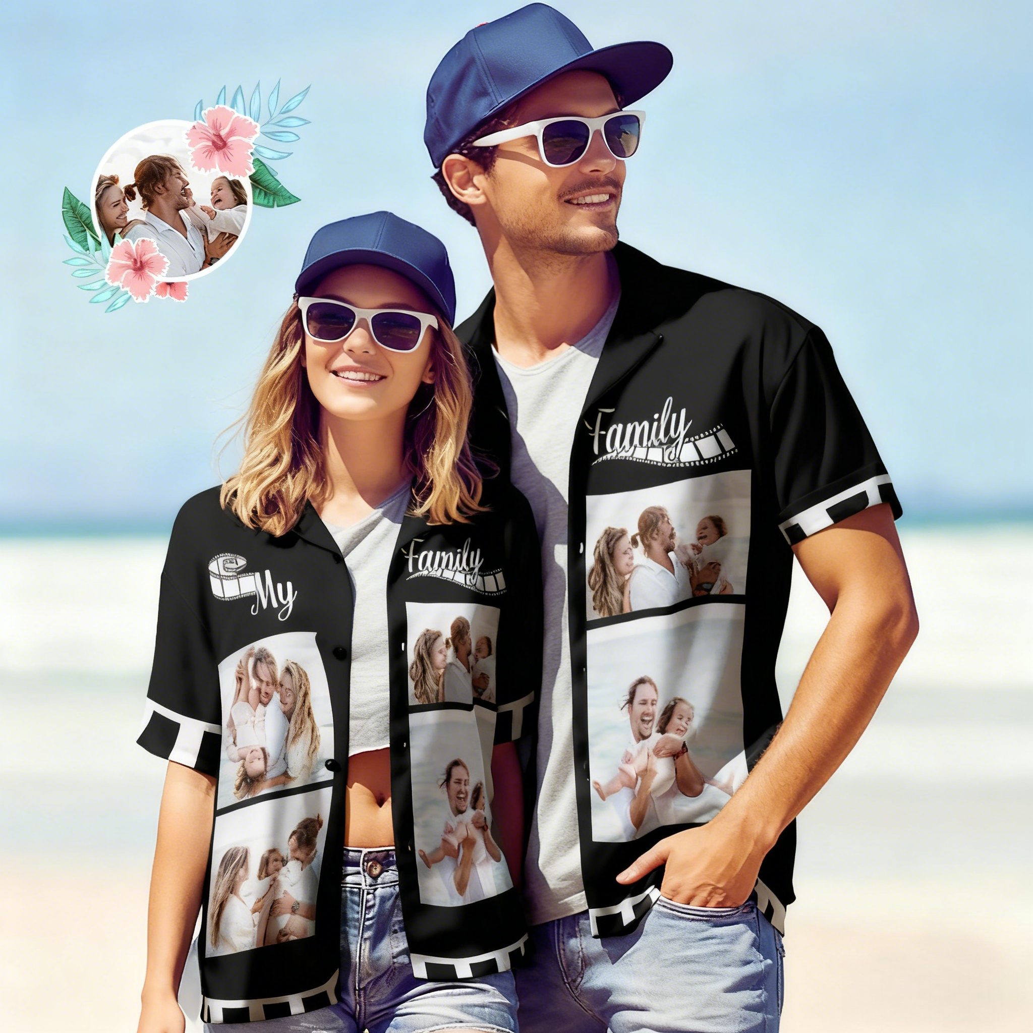 Custom Photo Hawaiian Shirt Personalised Hawaiian Shirt Gift for Woman - Happy Family