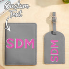 Personalized Shadow Monogram Passport Holder Luggage Tag Set Bridal Party Gift Travel Accessories