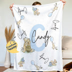 Personalized Winnie the Pooh Throw Blanket with Name Nursery Decor Birthday Baby Shower Gift for Kids