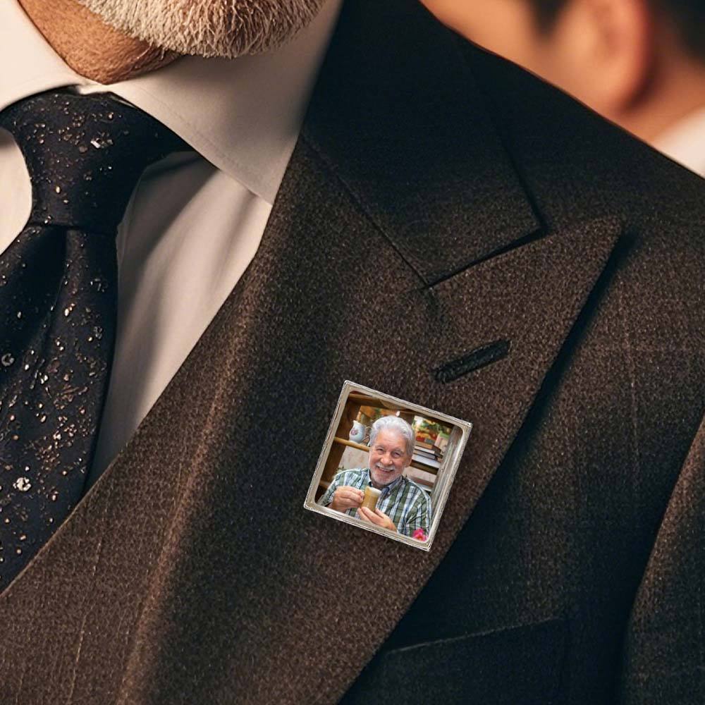 Personalized Wedding Lapel Pin with Text and Photo Memorial Wedding Ceremony Gift