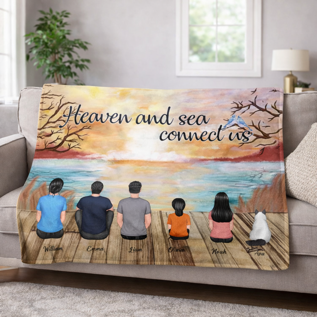 Beach Landscape Family Sitting Back View - Blanket - Ideal Gift for Loved Ones 693234