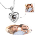 gifts for wife Love Her Always - Personalized Keepsake - Customized Heart Pendant Photo Projection Necklace 925 Sterling Silv