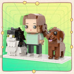 Custom Full-Body Brick Figures of 1 People with Cute Dog and Cat Personalized Birthday Gift