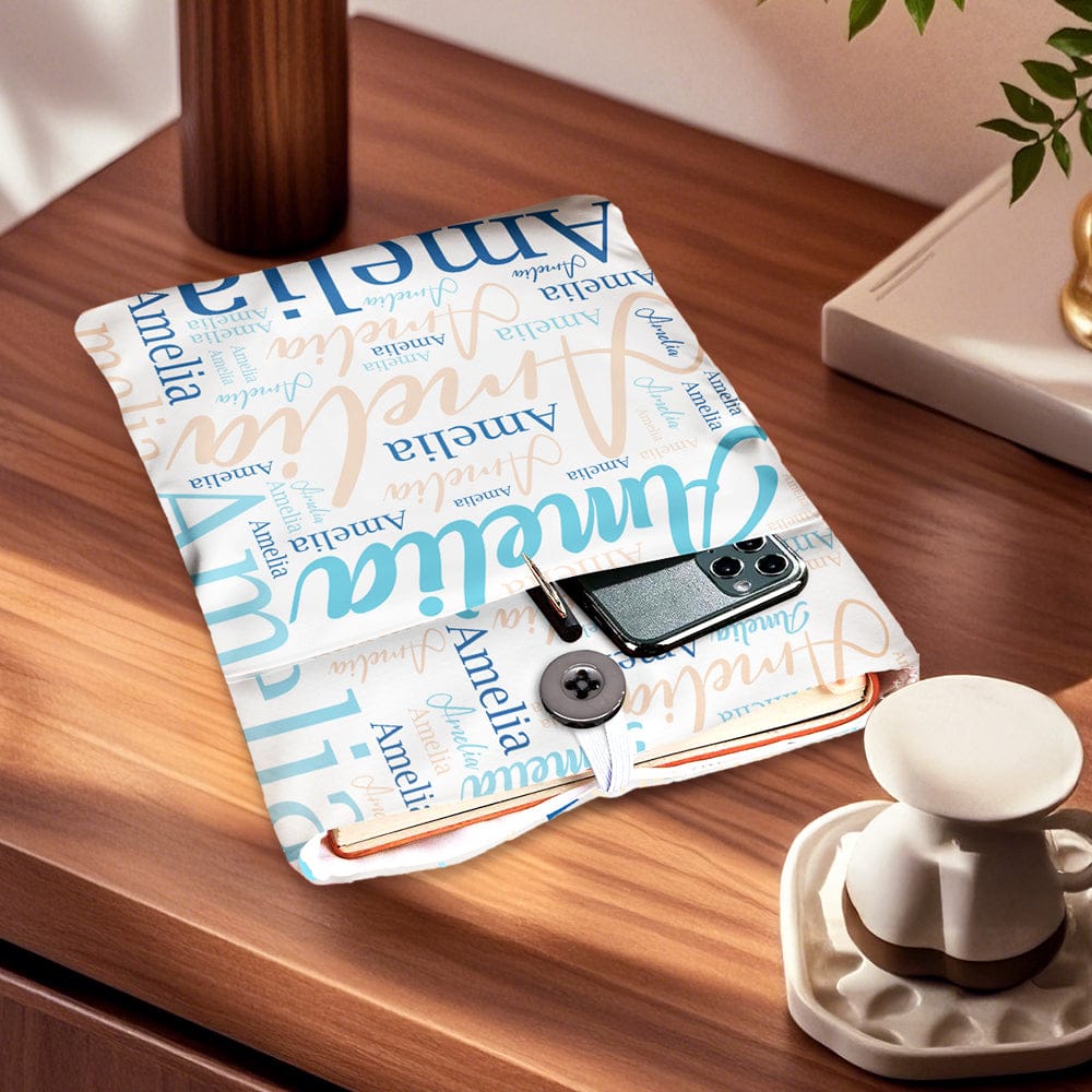 Personalized Name Book Cover with Pocket Book Cover Protector Gift for Book Lover