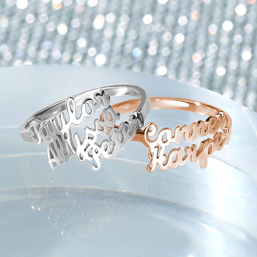 gifts for wife Heartfelt Surprise - Unique Memento - Double Names Ring - 925 Sterling Silver - gifts for wife - Anniversary v